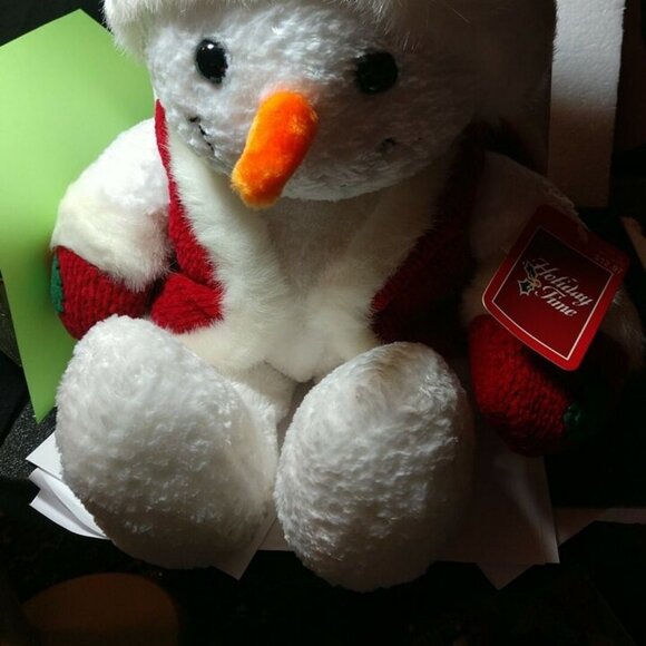Vtg. Rare CommonWealth Kmart Co White Snowman Fur Green Hat Red Vest 199… - Picture 4 of 16